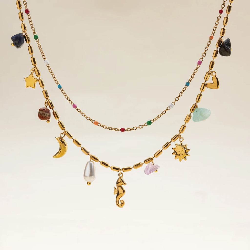 Double Layers Oil Drip Necklace