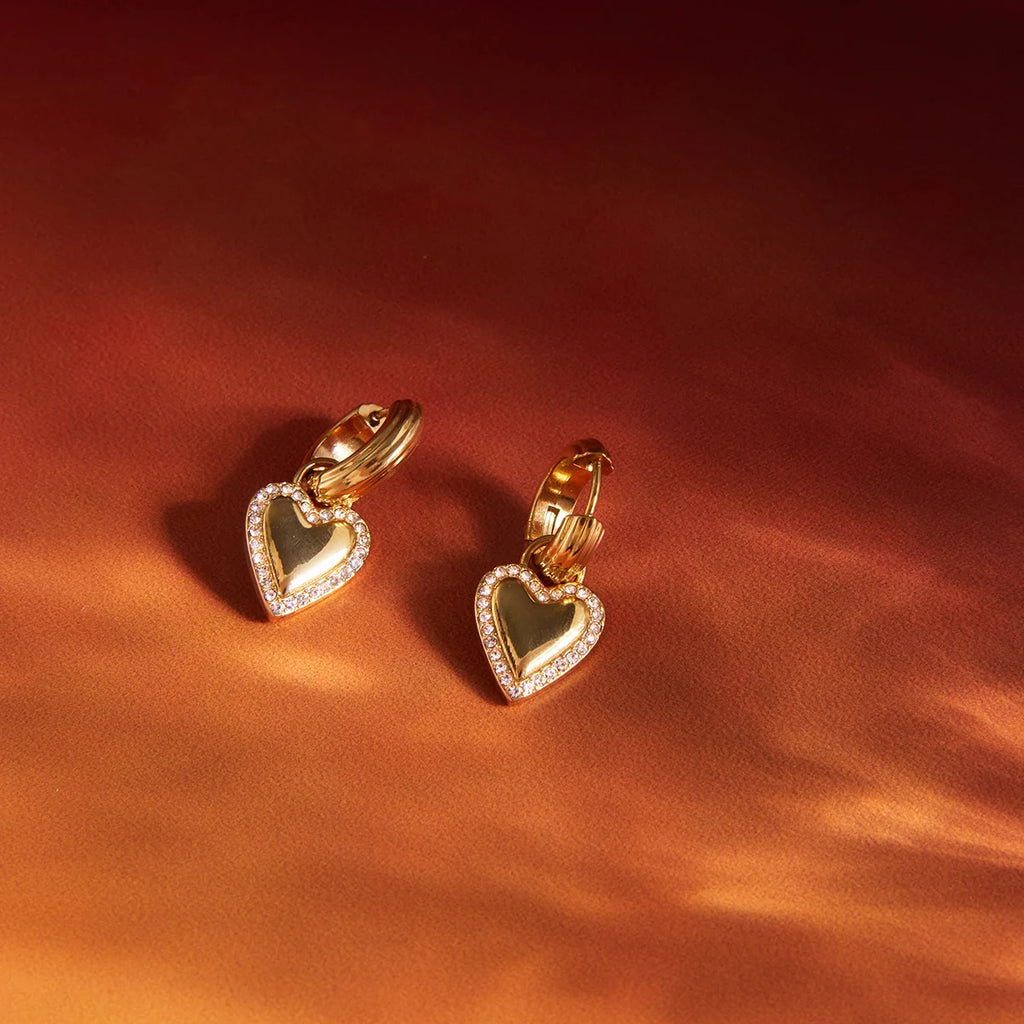 Romantic Crystal Heart Drop Earrings