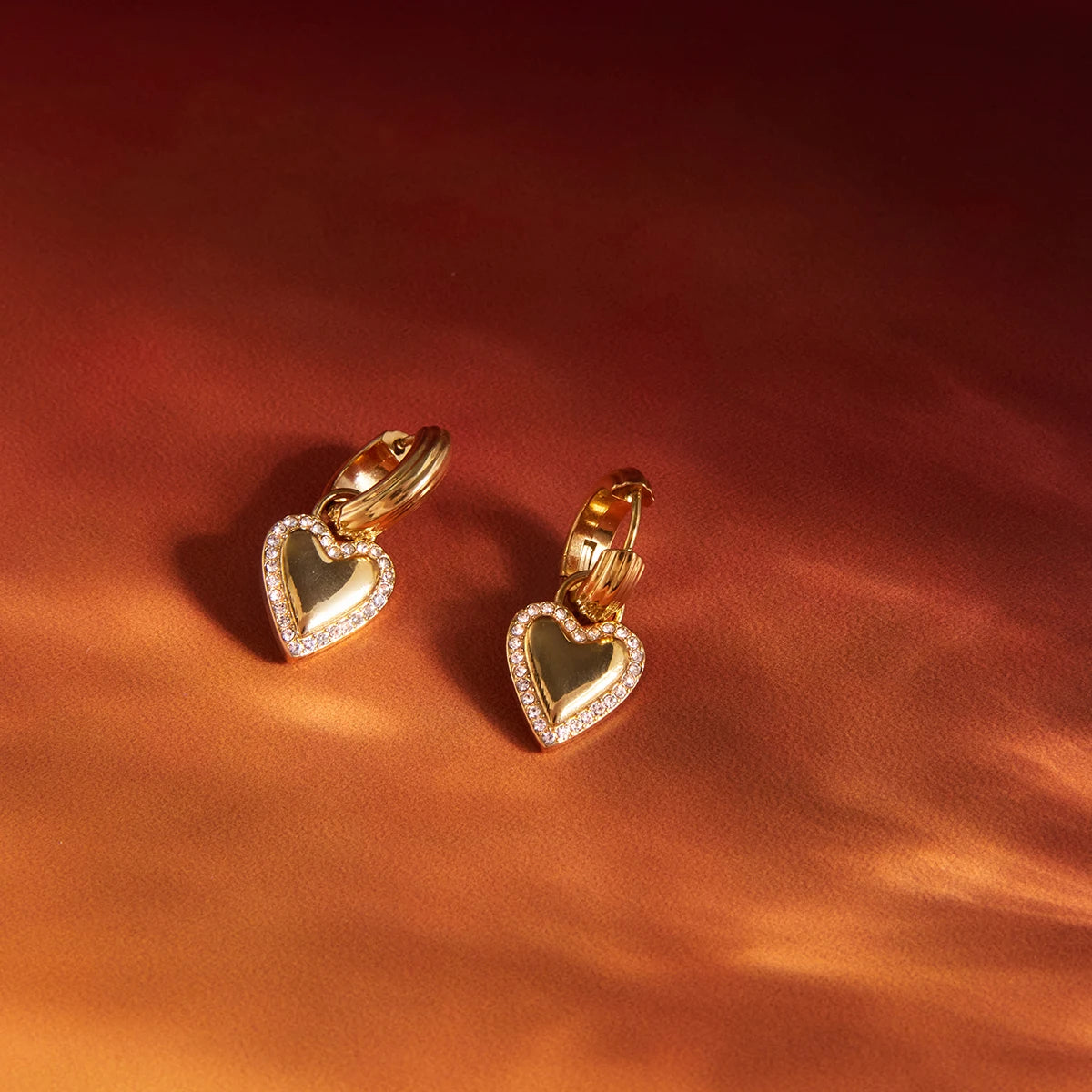 Romantic Crystal Heart Drop Earrings
