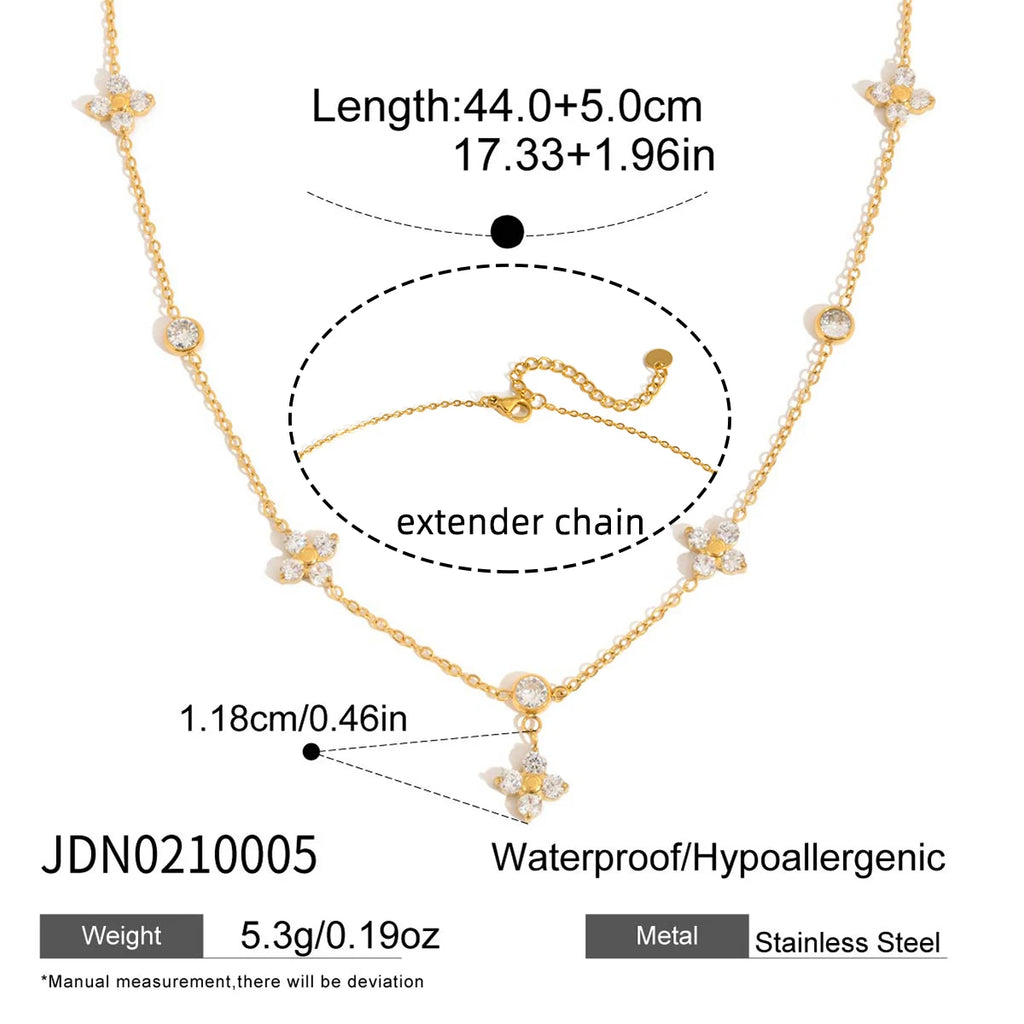 Delicate Zircon Flower Pendant Necklace