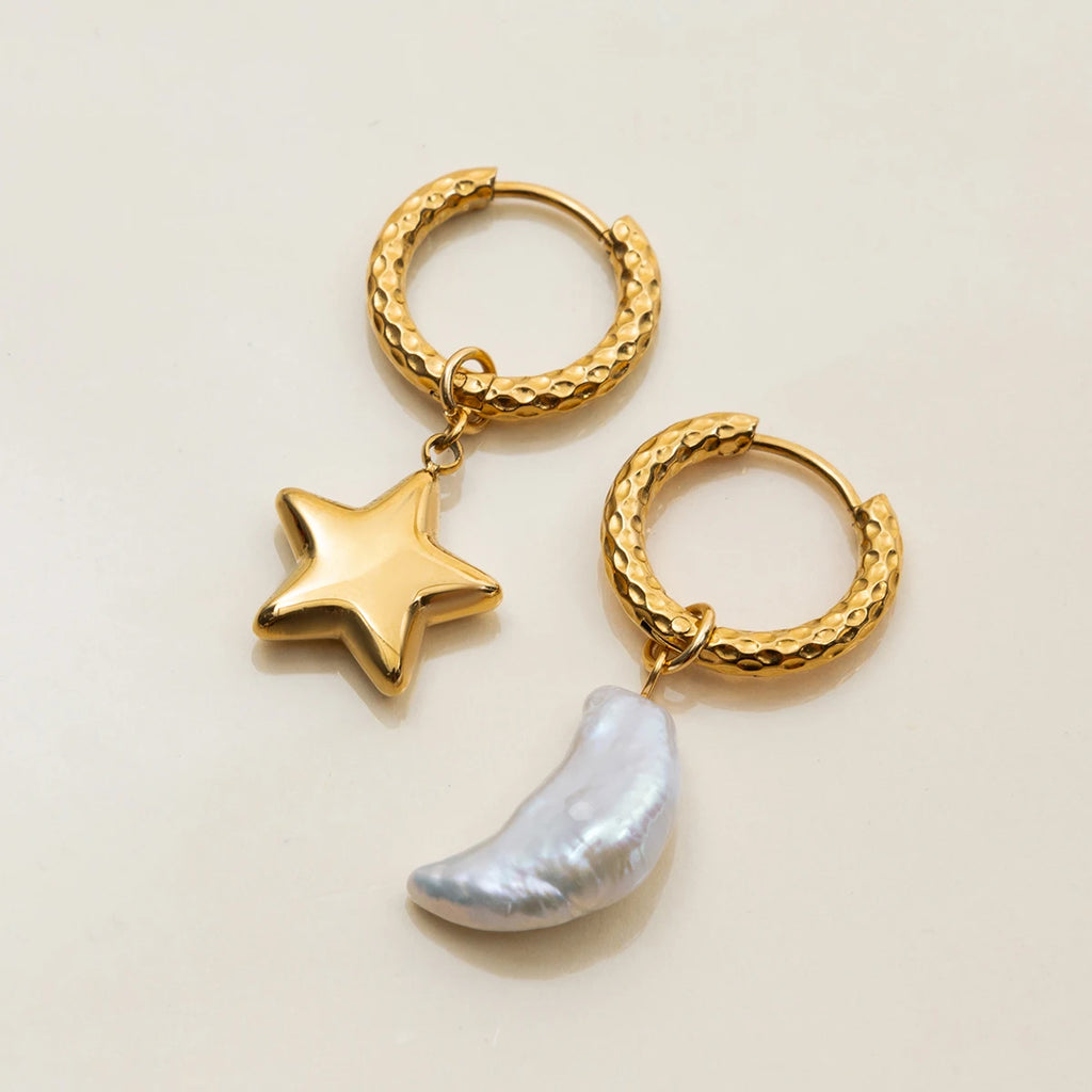 Freshwater Pearl Moon Earrings