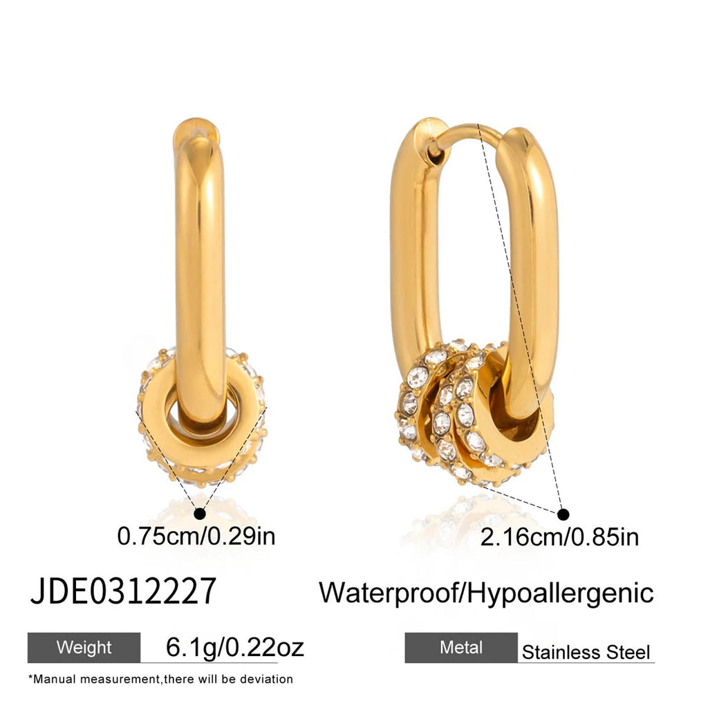 Crystal Circle U Shape Clip Earrings