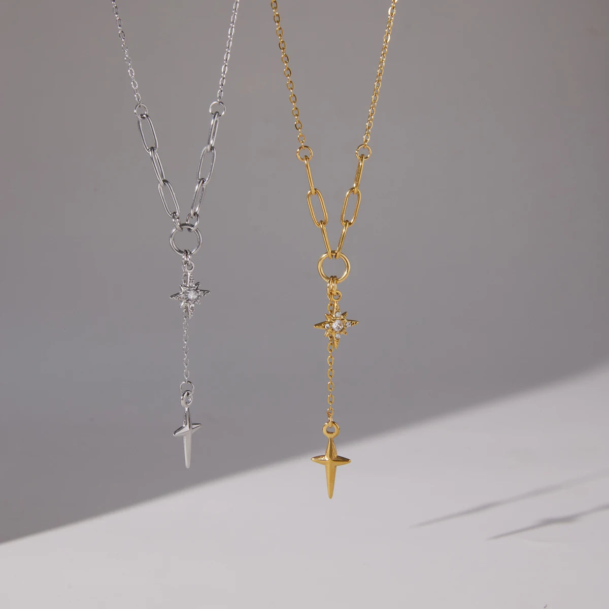 Star Cross Zircon Pendant Necklace
