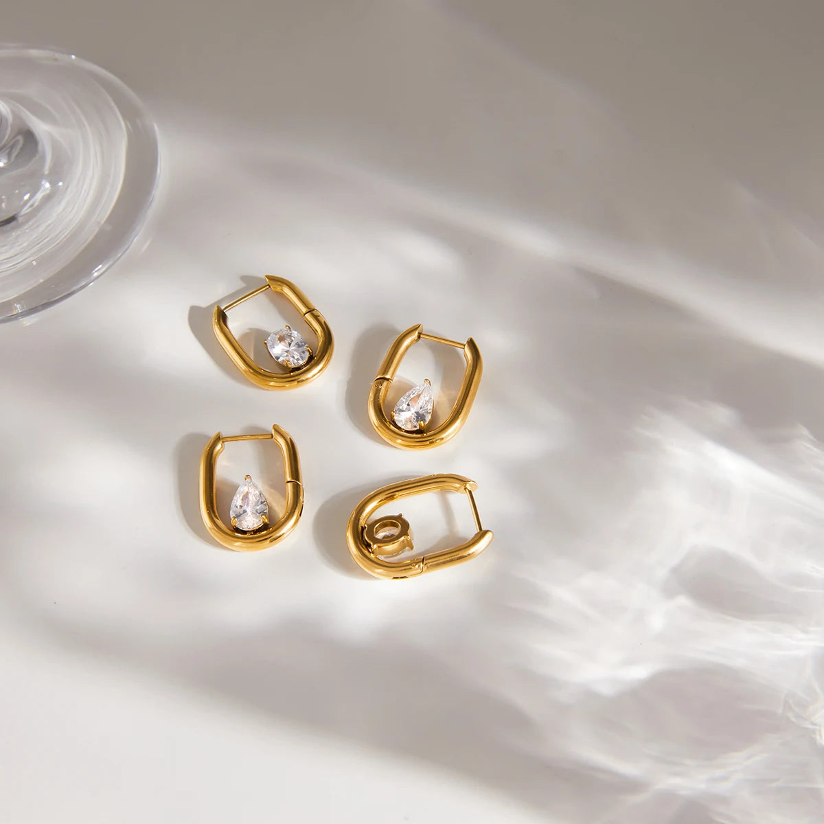 Classic Oval Water Drop Zircon Earrings