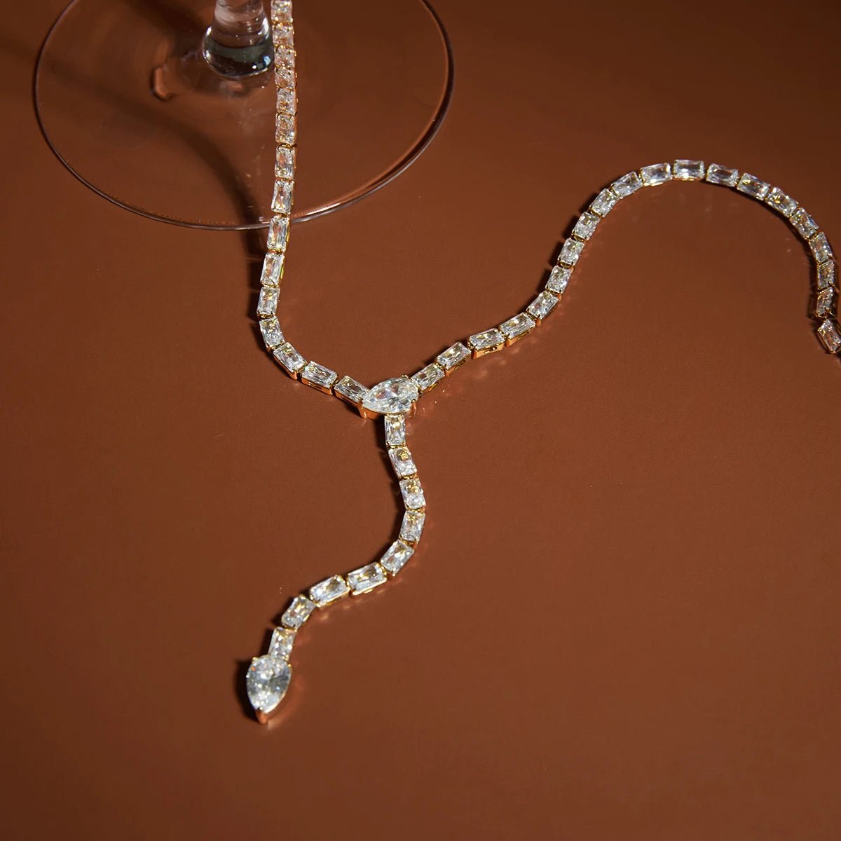 Luxury Y Shape Zircon Tennis Chain Necklace