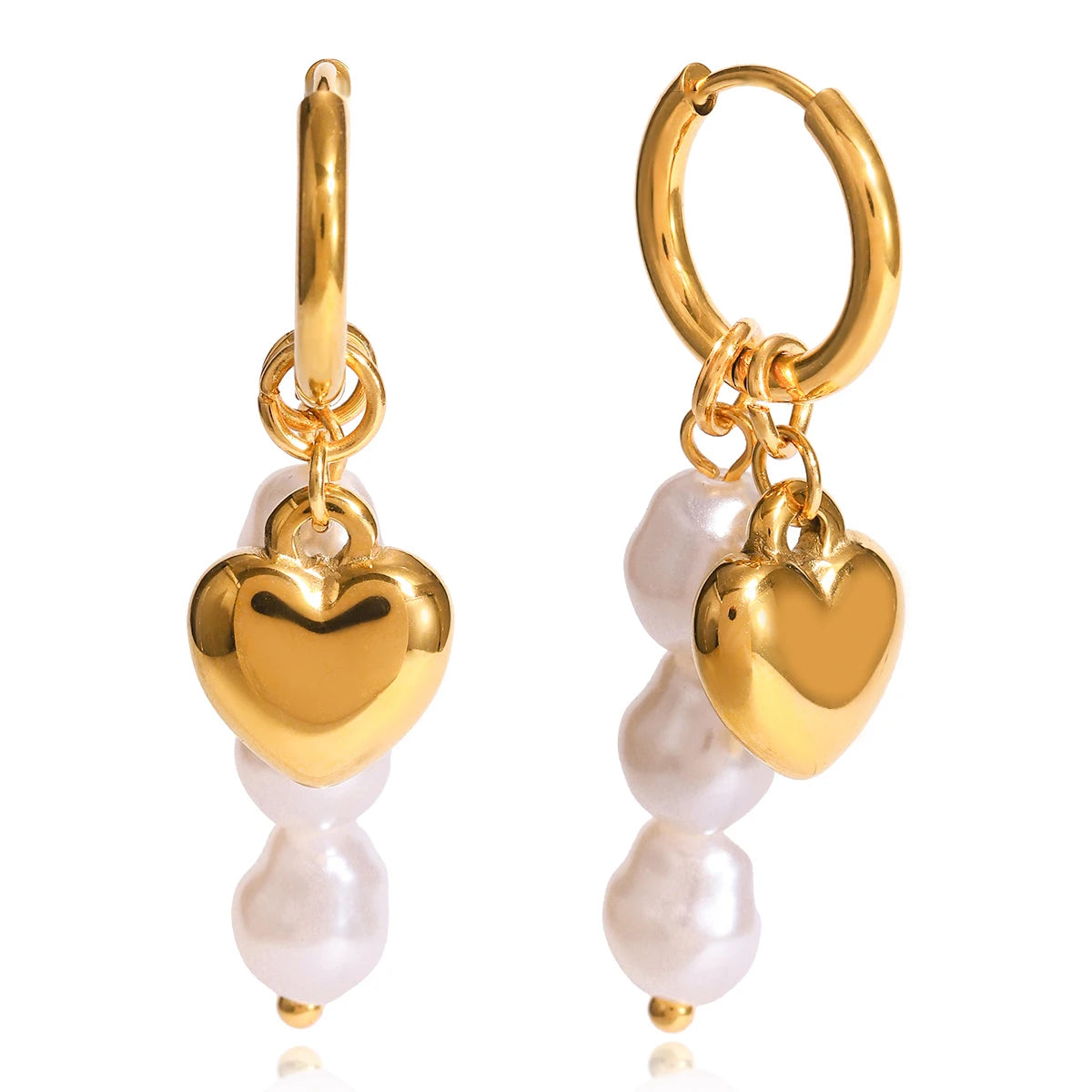 Romantic Heart Pearl Drop Earrings