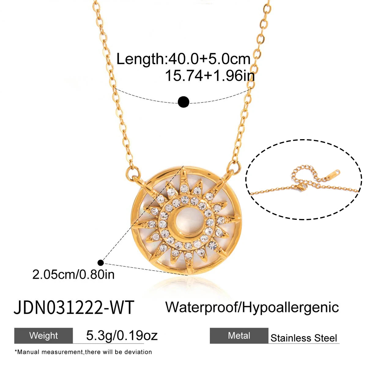 Elegant Shell Pendant Crystal Sun Necklace