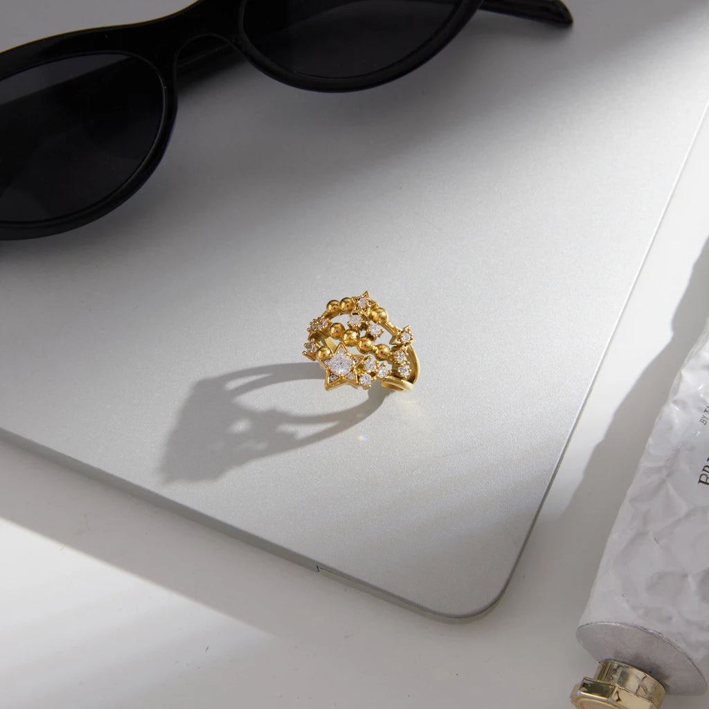 Star  Zircon Open Rings