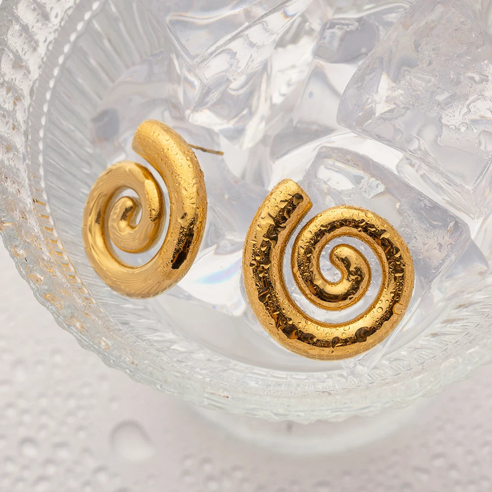 Glossy Spiral Hollow Hoop Earrings
