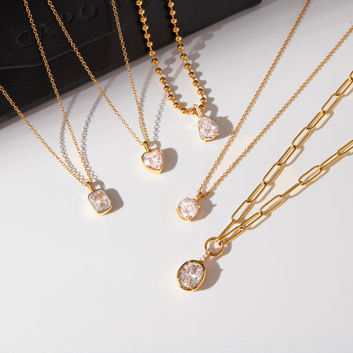 Round Heart Water Drop Oval Zircon Pendant Necklace