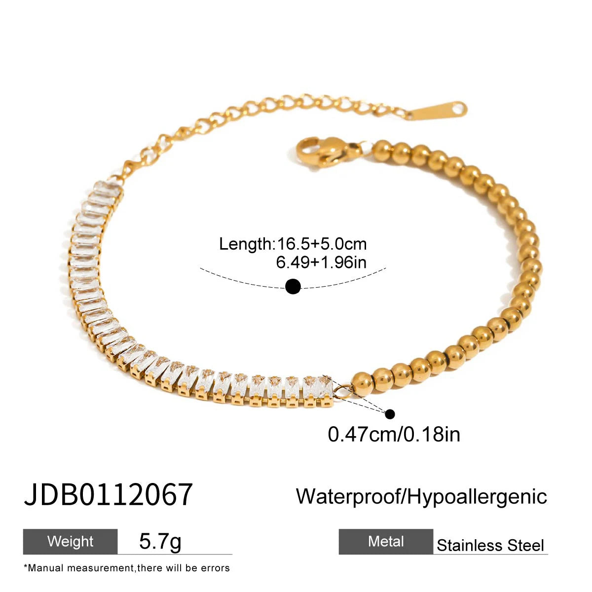 Geometric Rhinestone Tennis Chain Bracelet