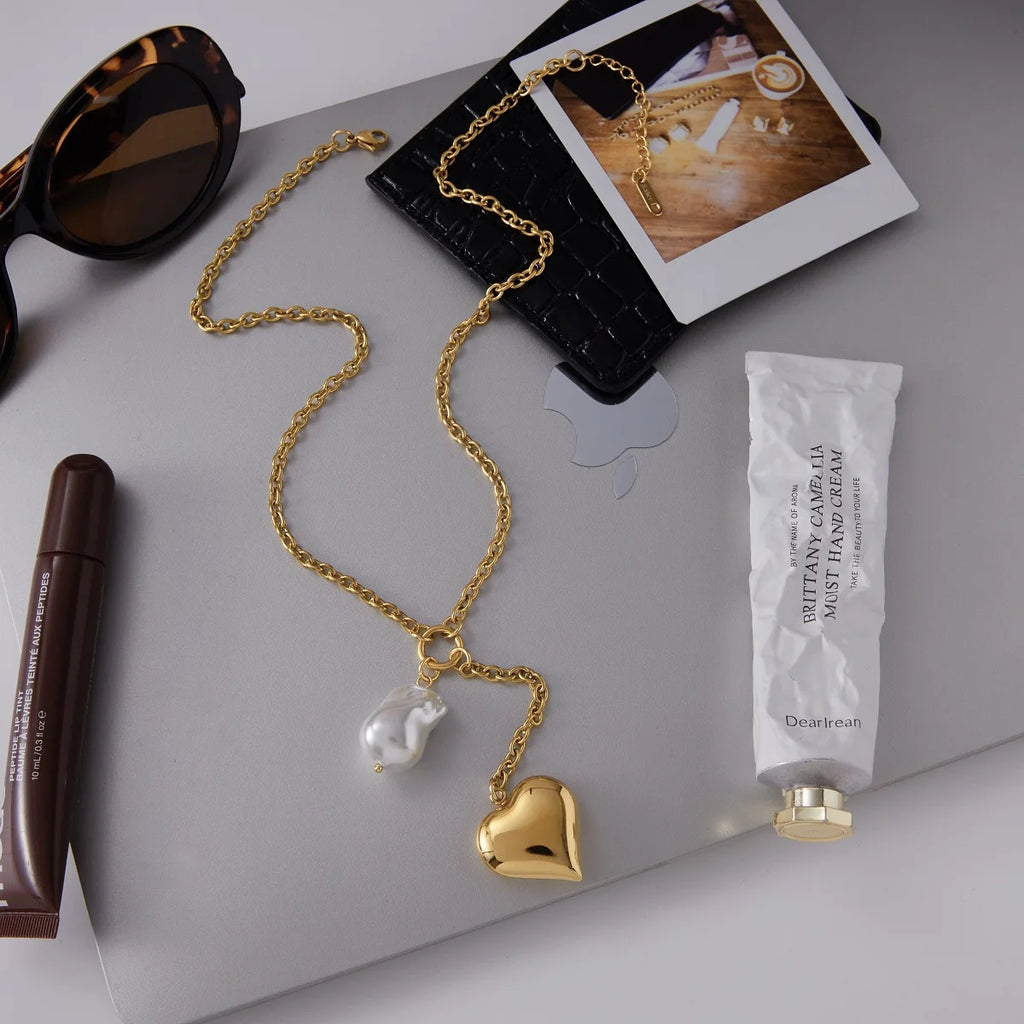 Y Shape Chain Heart Pendant Necklace