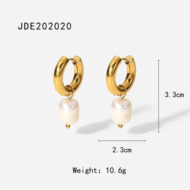 Stainless Steel Gold Plated Earrings Pearl Pendants Women's Earrings Trend Simple Pendant Earrings Party Jewelry 2022