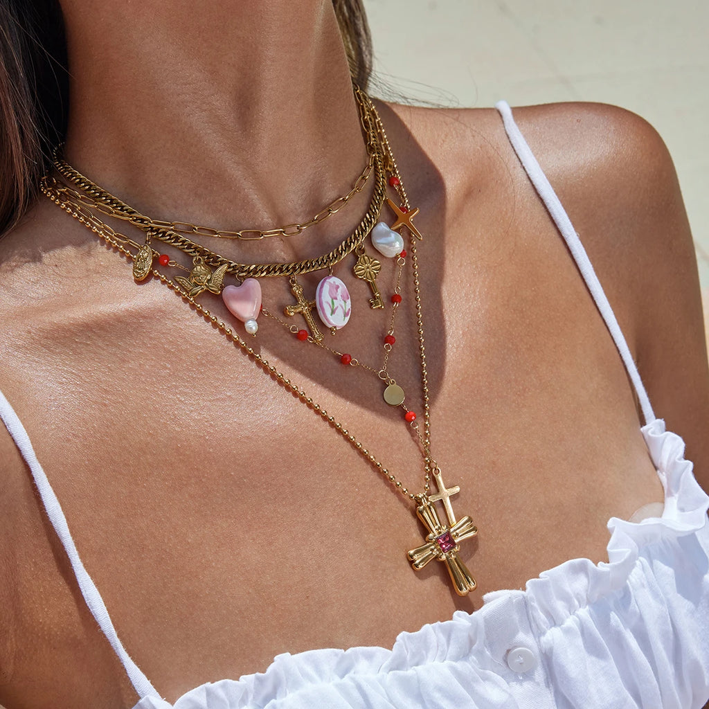 Cross Multi-Element Pendant Necklace