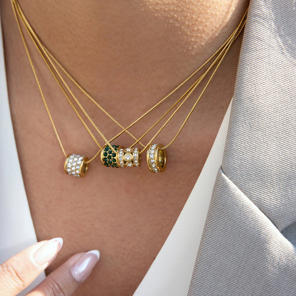 Lucky Zircon Bead Freshwater Pearl Pendant Necklace