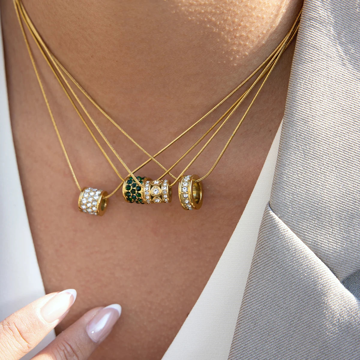 Lucky Zircon Bead Freshwater Pearl Pendant Necklace