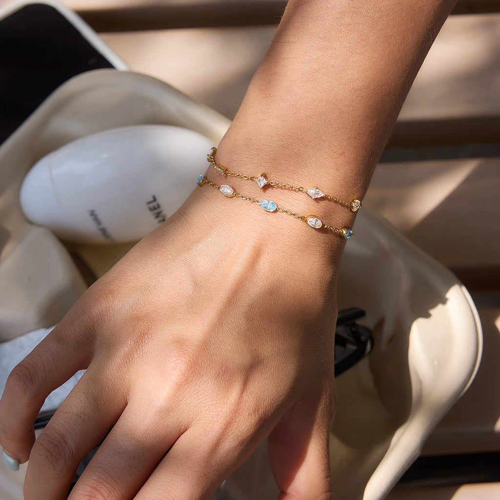 Sporty Geometric Zircon Bracelet