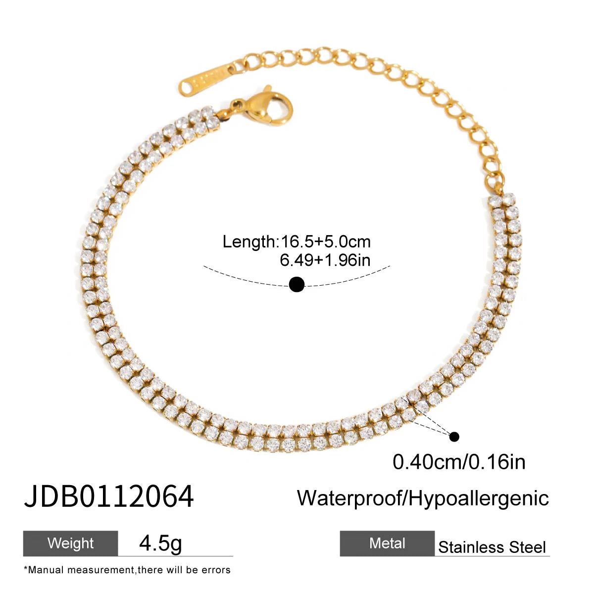 Geometric Rhinestone Tennis Chain Bracelet