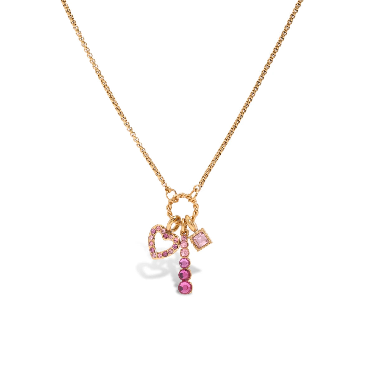 Pink Zirconia Heart Pendant Necklace