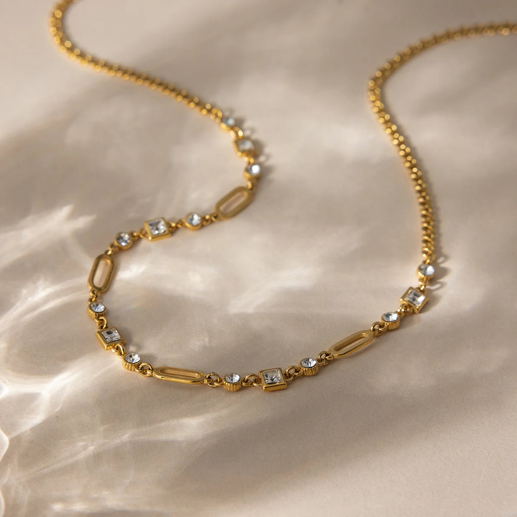 Geometric Crystal Chain Necklace