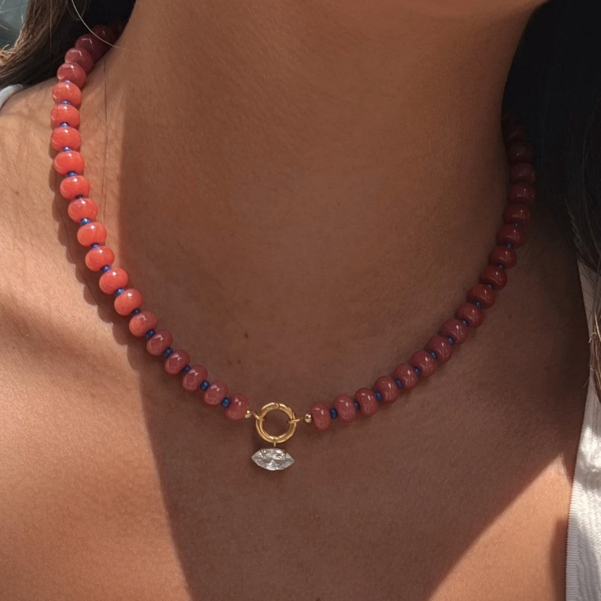 Sweet Colored Natural Stone Zircon Pendant Necklace