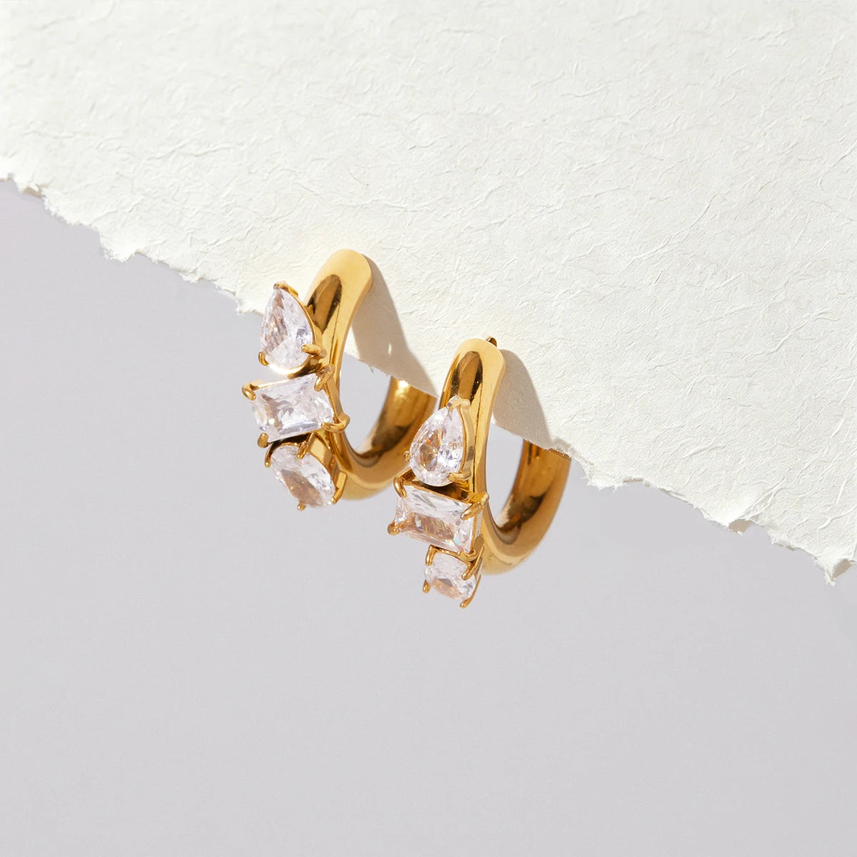 Zircon C Shape Drop Earring