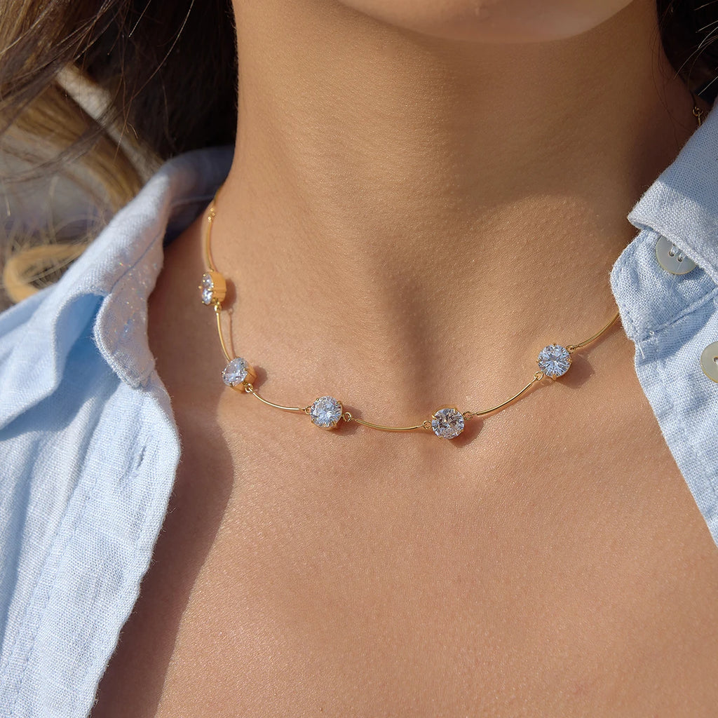 Elegant Round Zircon Choker Necklace