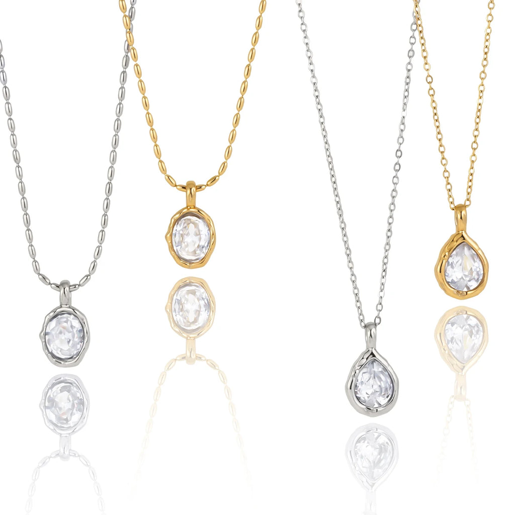Delicate Geometric Cubic Zircon Pendant Necklace