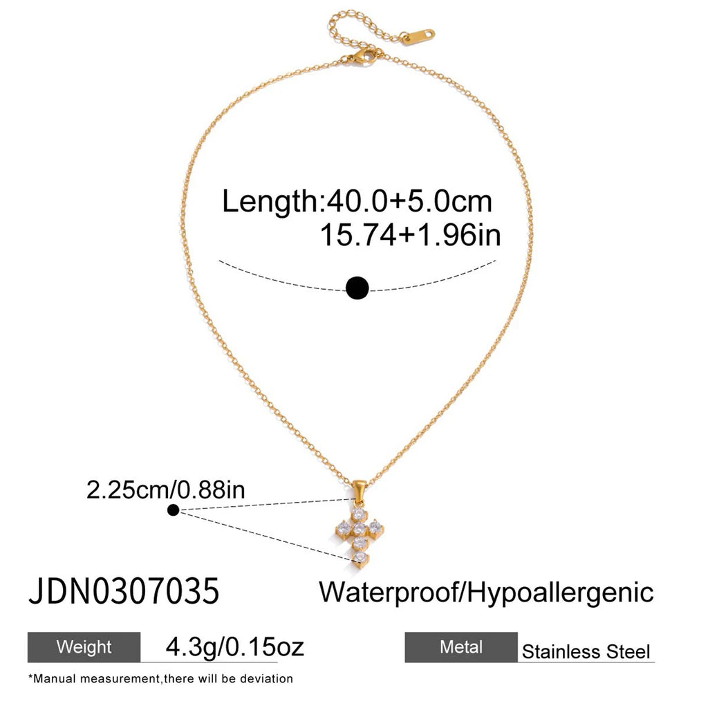Classic Zircon Cross Pendant Necklace