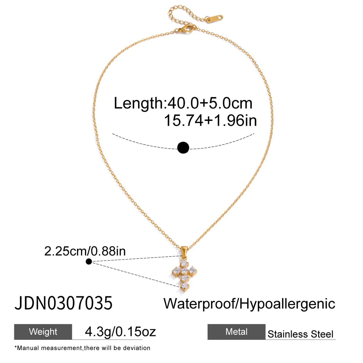 Classic Zircon Cross Pendant Necklace