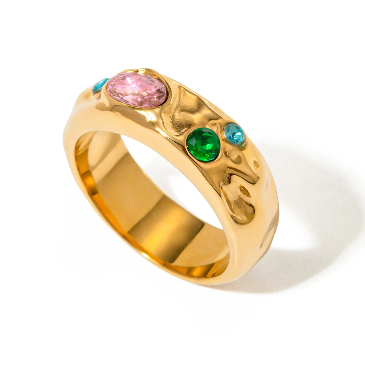 Color Zirconia Diamonds Stainless Steel Ring