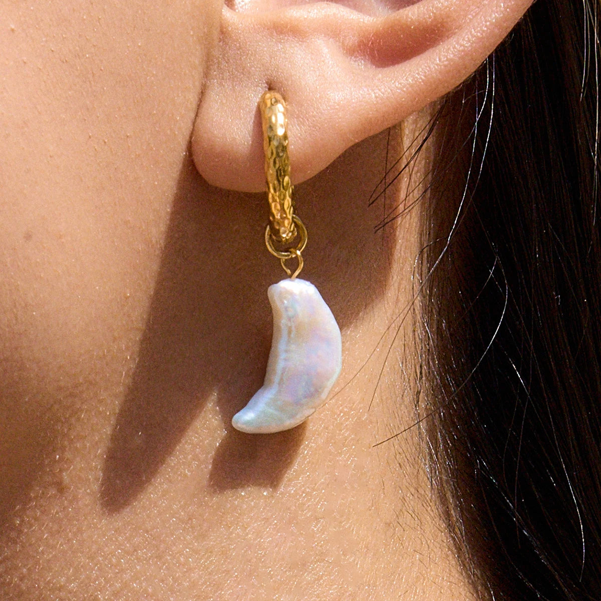 Freshwater Pearl Moon Earrings