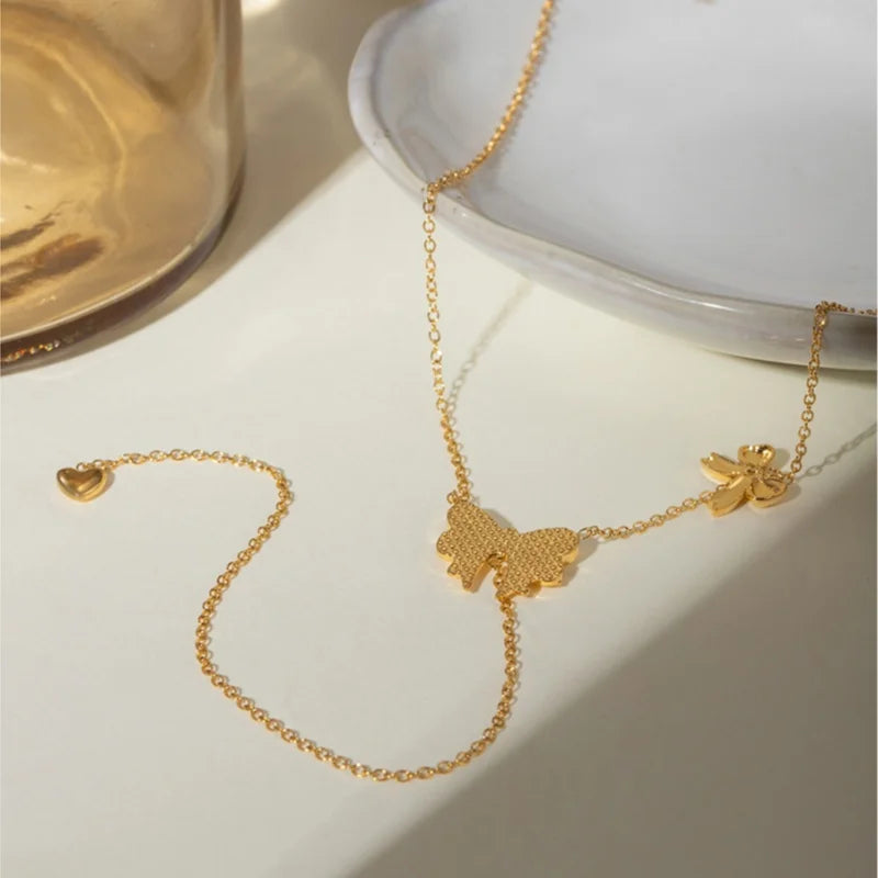 Bowknot Love Heart Pendant Necklace