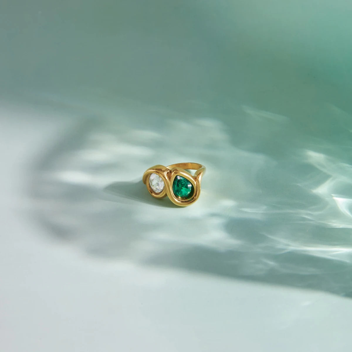 Multicolor Geometric Zircon Rings