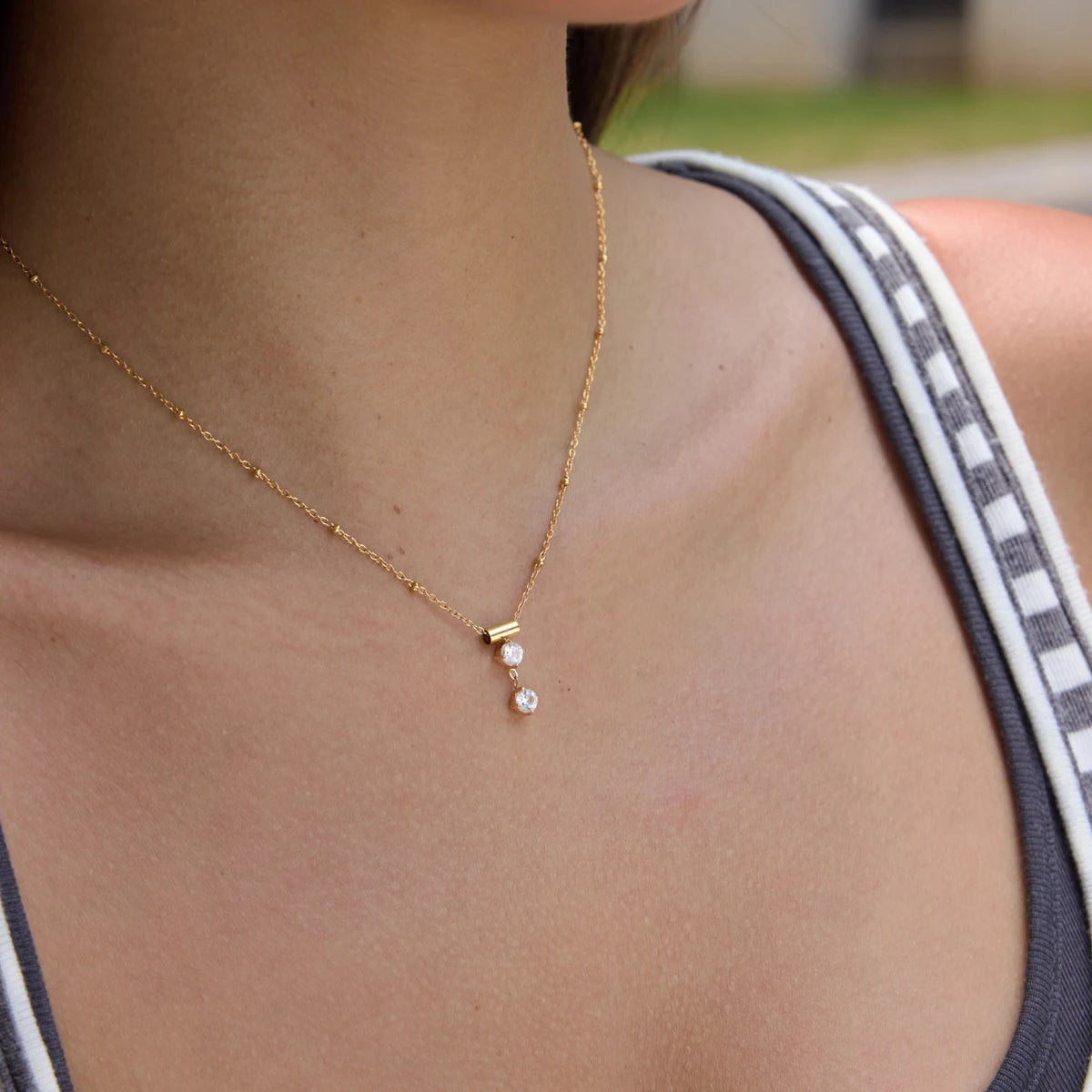 Cubic Zircon Round Flower Pendant Necklace