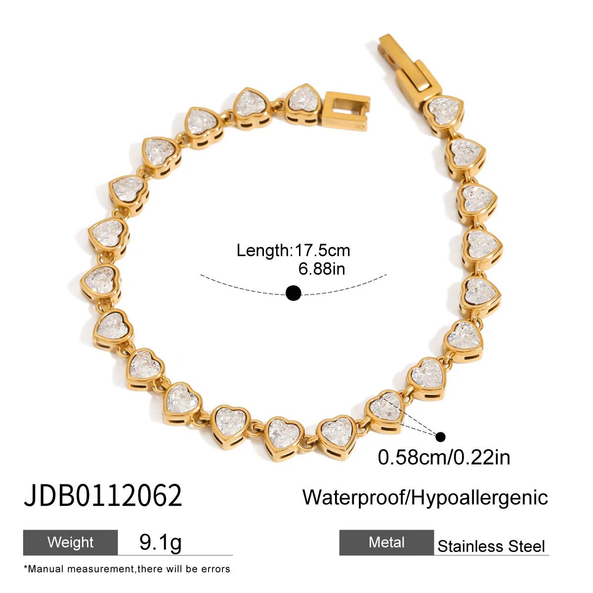 Geometric Rhinestone Tennis Chain Bracelet