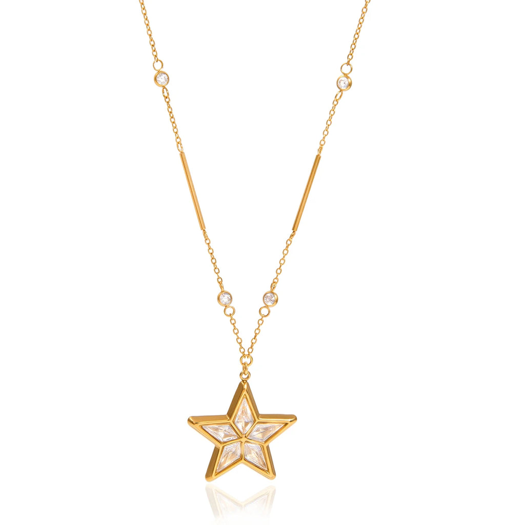 Delicate Zircon Star Pendant Necklace