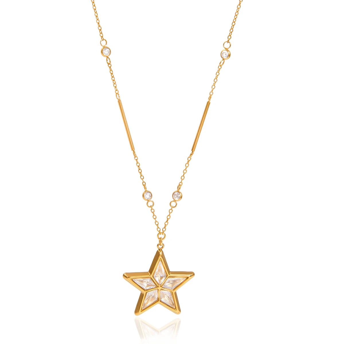 Delicate Zircon Star Pendant Necklace