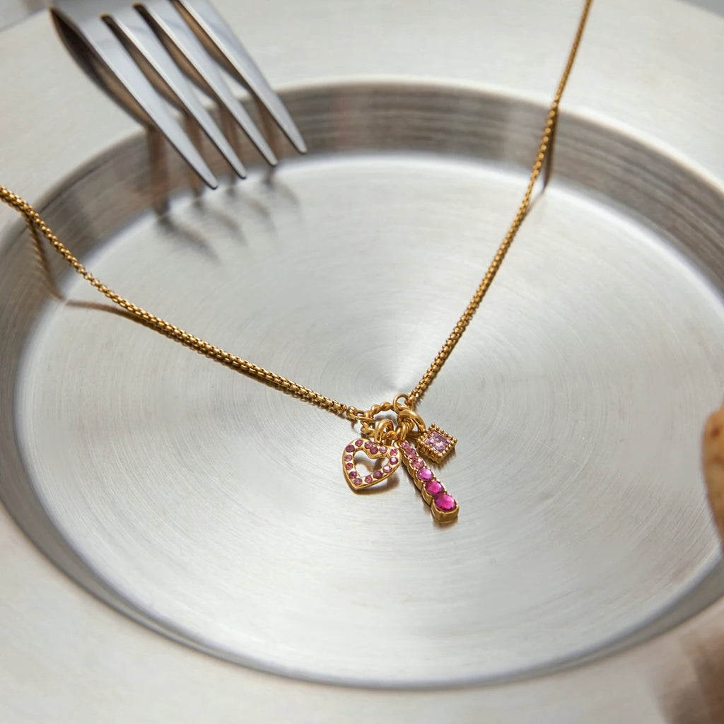 Pink Zirconia Heart Pendant Necklace