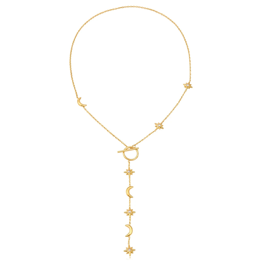 Star Round Zircon Y Shape Necklace