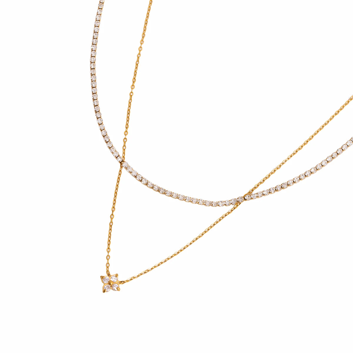 Delicate Zircon Flower Pendant Necklace