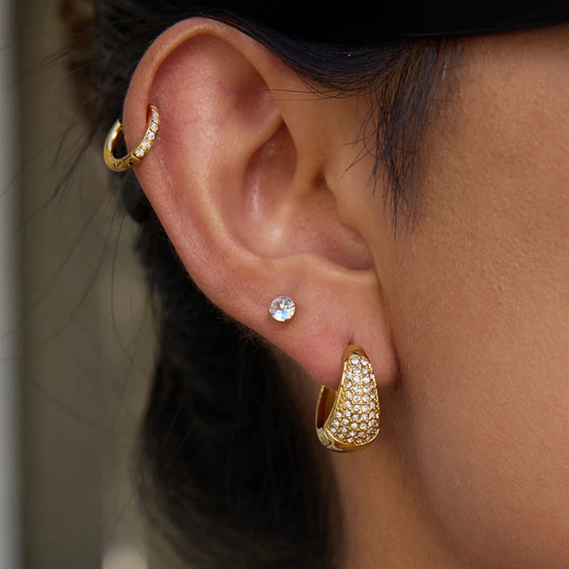 U-shaped Earrings With Zirconia Stones