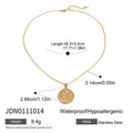 Classic Retro Gold Plated Stainless Steel White Zircon Sun Moon Star Circle Pendant Necklace