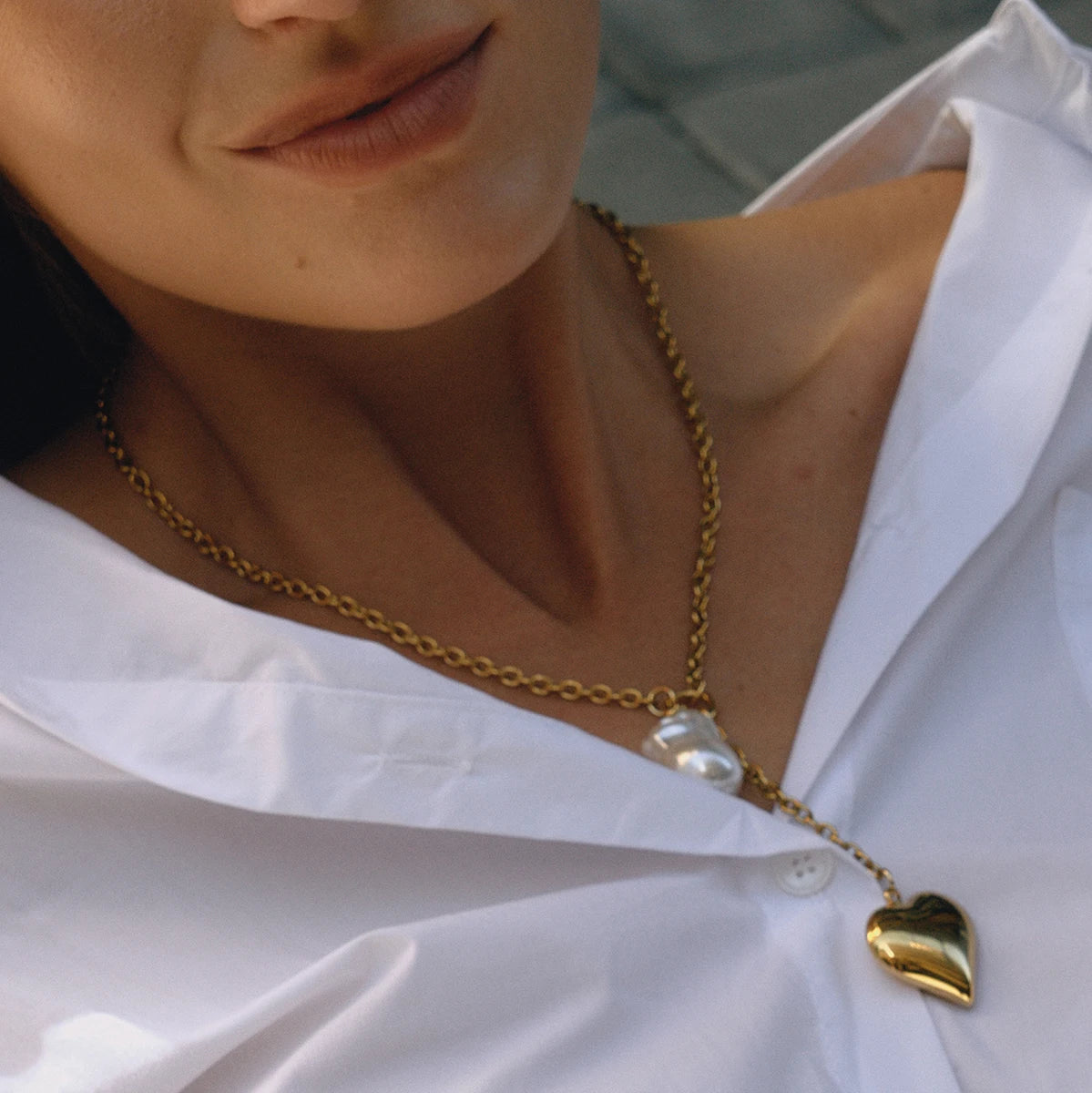 Y Shape Chain Heart Pendant Necklace
