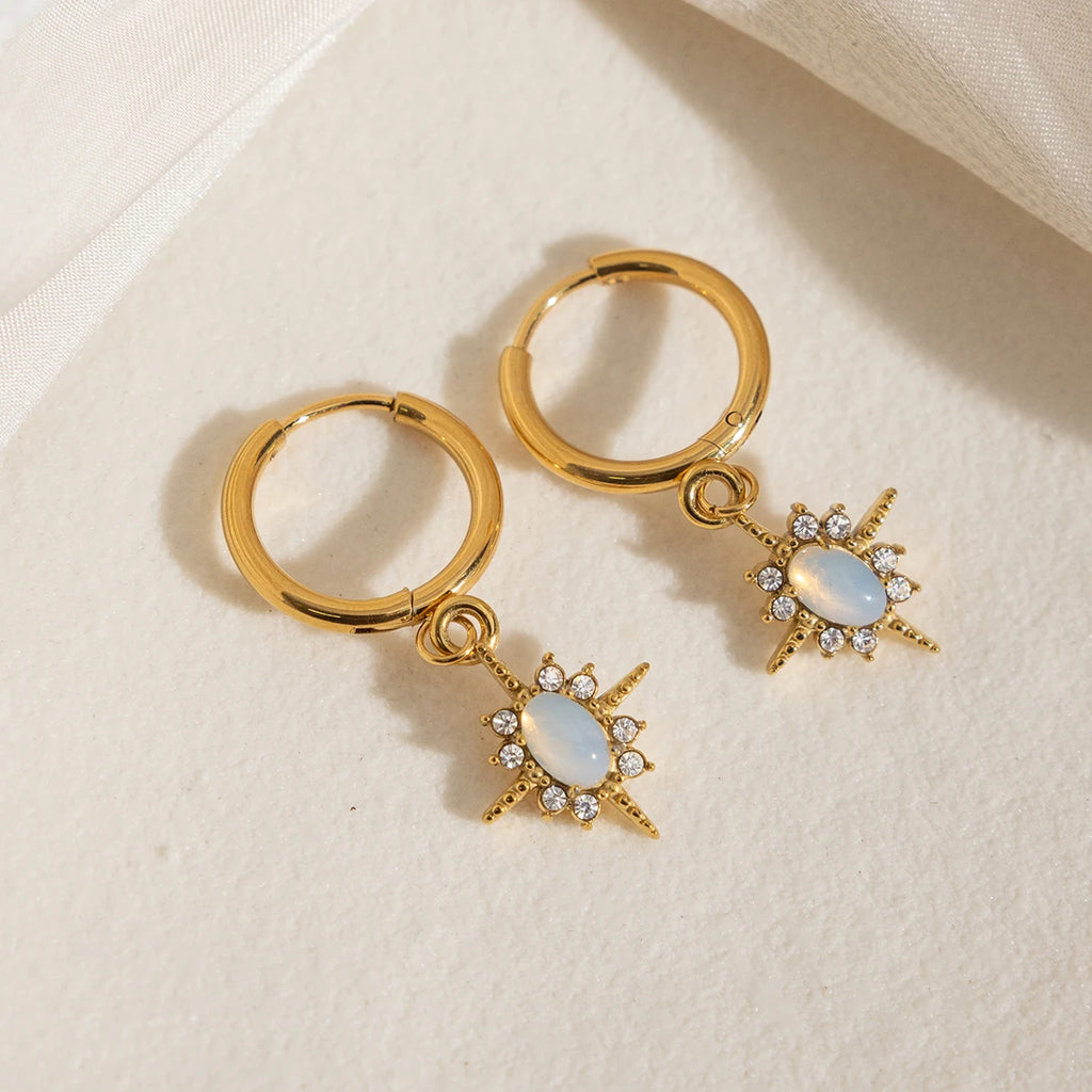 Elegant Opal Stone Drop Earrings