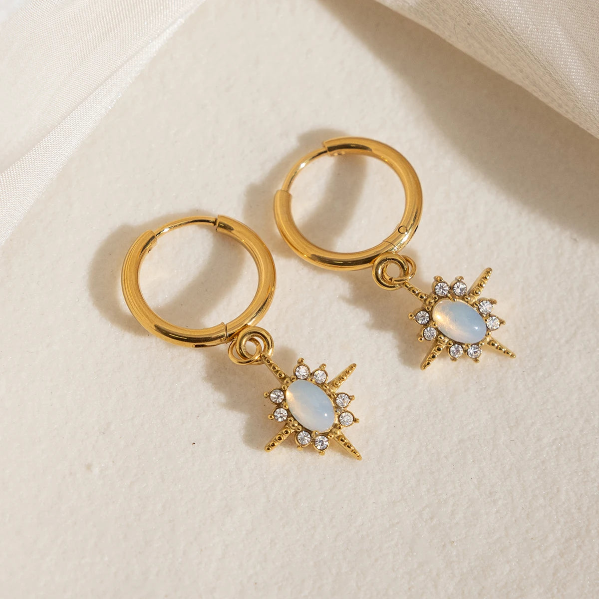 Elegant Opal Stone Drop Earrings