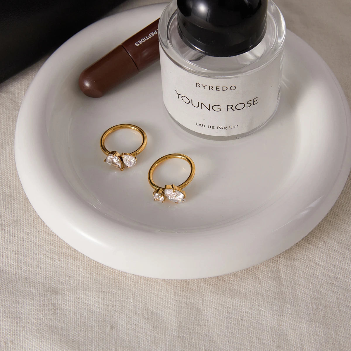 Classic Geometric Zircon Rings