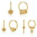Zircon Round Star Hoops Earrings