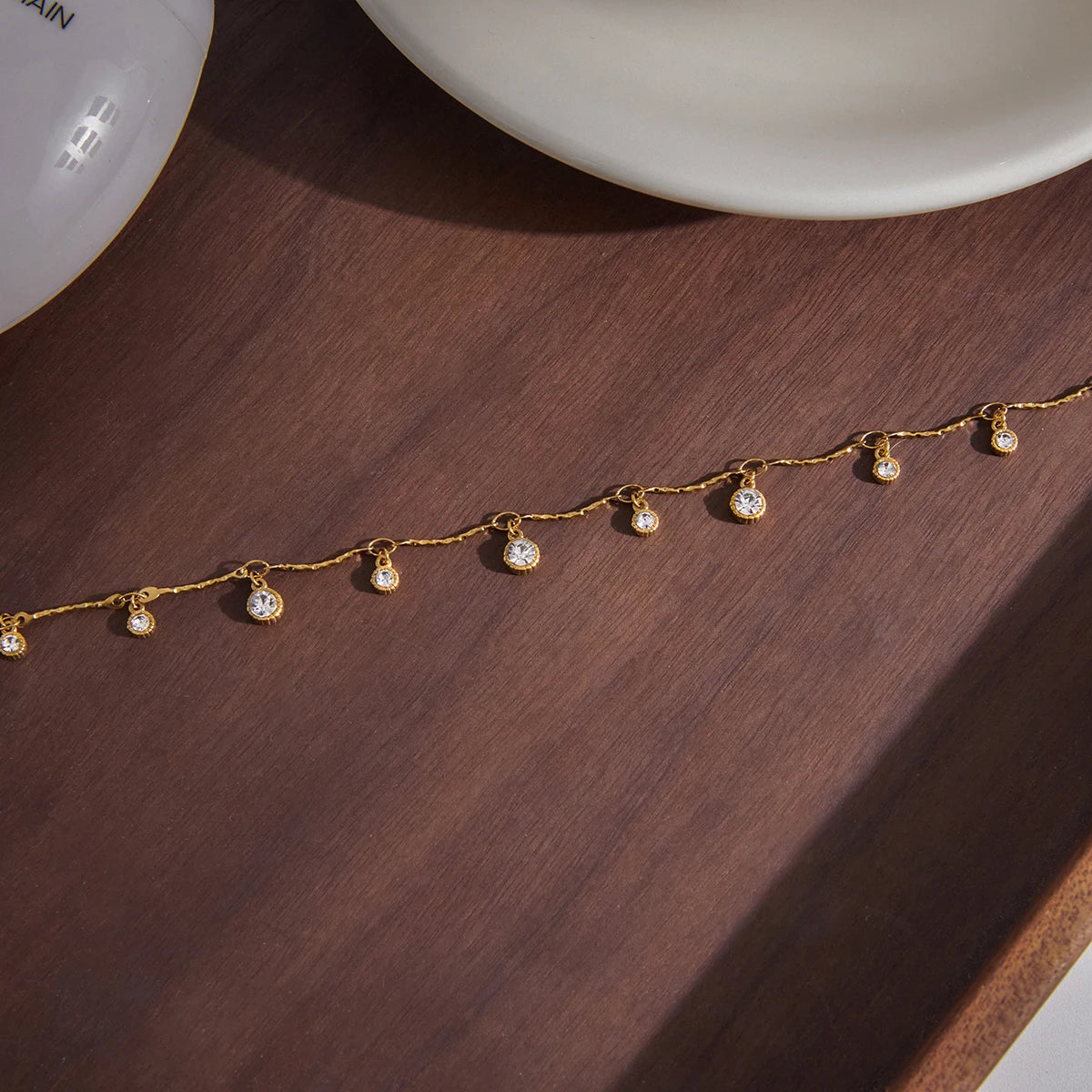 Delicate Round Crystal Pendant Necklace