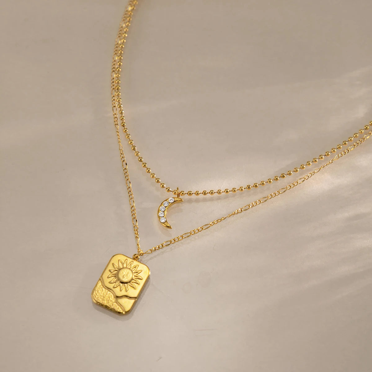 Classic Moon Sun Pendant Necklace
